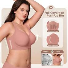 Jelly Bras For Women No Underwire Wireless Support Lift Full Coverage Plus Size Comfort Seamless Bra - Pink - View 3