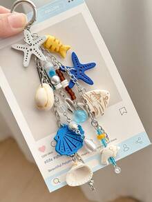 New Starfish Keychain, Ocean Style Multi-Pendant Keychain, Starfish, Shell, Fish Bead Combination, Atmospheric, Multifunctional And Practical, High-End Resort Style Accessory, Ocean Series Decoration - Multicolor - View 4