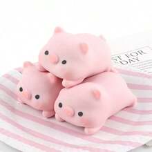 1pc Creative Stress Relief Squeeze Pig Toy - Elastic Mochi Soybean Curd Ball, Helps Relieve Stress For Adults - Multicolor - View 3