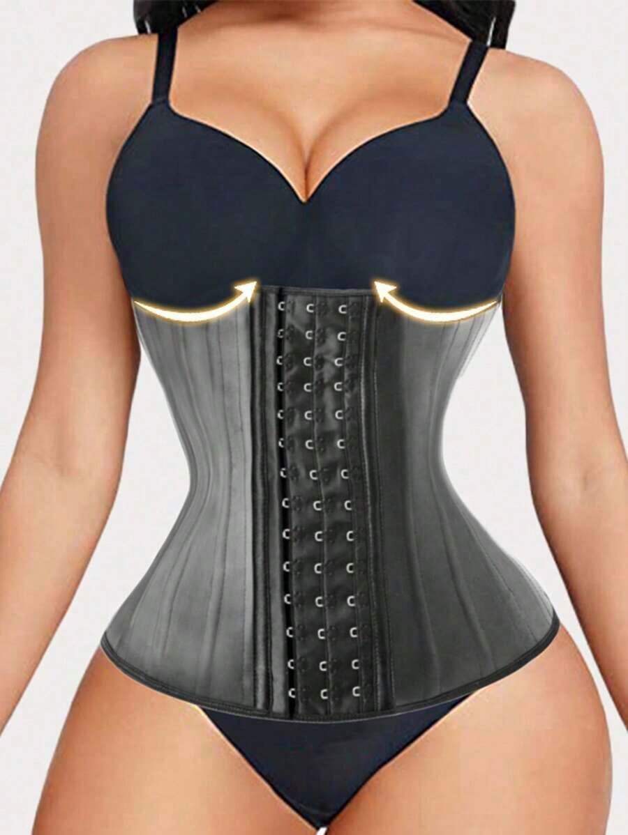 1pc Latex Curve 25 Steel Bone Waist Trainer, Body Shaper Compression Bustier Waist Cincher Sports Waist Belt - 黑色 - 查看 1