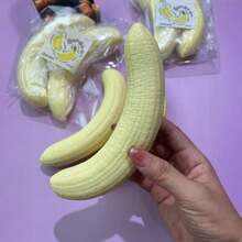 1个香蕉形慢回弹玩具，成人减压玩具，桌面创意摆件，14岁以上趣味礼物 - 黃色 - 查看 2