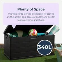 Large 340L Outdoor Garden Plastic Storage Box – Weatherproof Dark Grey Container For Patio, Tools & Cushions - Anthracite (Dark Grey) - View 7
