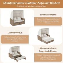 Polyrattan Garden Furniture For 2-4 People, Garden Sofa, Lounge Sofa, Adjustable Coffee Table, Removable Awning, PE Rattan And Sponge, Khaki - Khaki - View 7