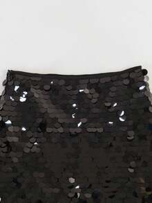 Women's Y2K Elegant Chic Shiny Mini Skirt, High Waist, Spring/Summer Party Club & Back To School Black - Black - View 4