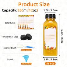 Tomnk 12/36/45/56pcs 12/16oz Plastic Juice Bottles With Caps, Reusable Juicing Bottles, Clear Empty Containers For Drinks, Smoothies And Other Beverages - Clear - View 17