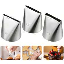 3pcs/Set Stainless Steel Large Piping Nozzles, Cake Cream Decorating Tools, Cookie Cup Cake Baking Cream Piping Accessories - Multicolor - View 10