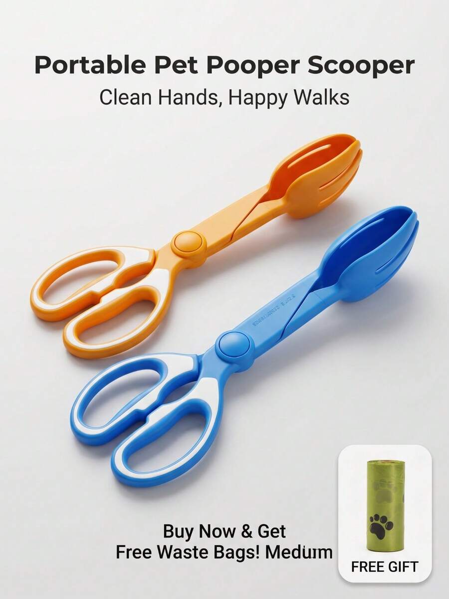 2pcs/Set Pet Waste Picker + Free Poop Bags, Portable Dog/Cat Poop Scooper, Outdoor Walking Pooper Scooper, Hygienic And Clean - View 1