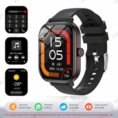 2.01" HD Display Smart Watch, Zinc Alloy Body, Bluetooth Call, Bluetooth Music, Call Reminder, Customizable Dial, Multiple Sports Modes, Sedentary Reminder, Suitable As Gift For Friends And Couples, Compatible With Android And IOS