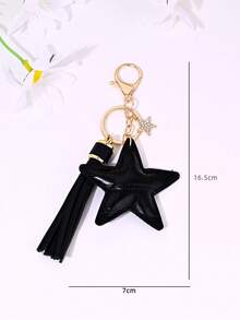1pc Fashion Creative PU Artificial Leather Star Shell Heart Spider Wooden Bead Bracelet Keychain, Bag, Car Key Pendant, Anti-Loss Charm - Multicolor - View 4