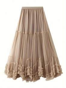 Super  Irregular Design Sense Fashionable Sweet Skirt - Khaki - View 3