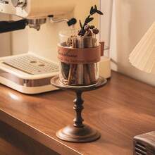 1 Set Vintage Walnut Wood Candle Holder With Ceramic Bone Translucent Shade, Decorative Scented Candle Holder For Romantic Dining Table, Cabinet, Outdoor Gathering, Luxury Creative Wooden Candle Holder For Home Use - Brown - View 6