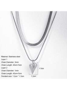 Dây chuyền mặt dây hình trái tim hai lớp bằng thép không gỉ quyến rũ dành cho nữ, trang sức dễ thương cá tính, kiểu dáng Y2K. - Dây chuyền mặt dây chuyền hình trái tim đôi - Xem 11