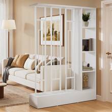 Tribesigns Wall Room Divider With Display Shelves, 70.9" Modern Freestanding Room Divider Screen With Sturdy Base, Wall Partition For Home & Office (White, 47.2" W X 11.8" D X 70.9" H) - White - View 8