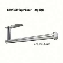 SUS304 Stainless Steel 13-Inch Paper Towel Holder - Black/Silver, Kitchen Roll Paper Holder - Large Capacity Paper Towel Refill, Wall-Mounted Design, Self-Adhesive Or Drill-Drill Mount, Suitable For Multiple Uses: Kitchen, Bathroom, Storage Room, Towel Rack - Bạc - Xem 2