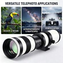 420-800mm F8.3-16 超远摄镜头，T卡口 | 兼容单反/微单相机，手动对焦，铝合金镜身，多层镀膜光学镜片，适用于野生动物、观鸟和风景摄影 - 查看 2