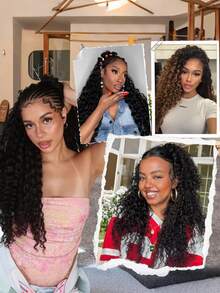 Crochet Human Hair For Mother's Day Water Wave 60g/120g 16 18 20 22 24 26 Inch Lightweight Knotless Feather Extension Pre Separated Jerry Curly Handmade Bundles Full Invisiable Knot With String Pre Looped Crochet Human Hair Deep Curly Pre Separated Knotless Ocean Wave Crochet Hair Water Curly Human Hair Luxe Gifts For Moments That Matter. #PremiumGifts Water Wave Bundles Can Wear Hair Accessory Suitable For Spring Used Together With Beauty Makeup Wigs Human Hair Put On And Go, Wigs, Human Hair, Human Hair Wigs, Curly Wigs Human Hair, Makeup, Valentine's Day, Valentines, Travel Essential, Maquillaje, Valentines Gifts For Girlfriend, Valentines Gifts, New Year - Natural Black - Xem 9