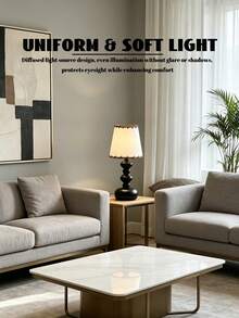 1 pieza Lámpara de escritorio con luz cálida alimentada por USB, lámpara decorativa minimalista moderna y retro para crear ambiente, adecuada para dormitorio, mesita de noche, mesa de la habitación - Negro - Ver 5