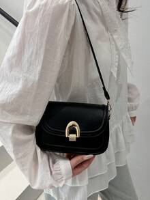 Bolso de mano y bolso de hombro de correa ancha de unicolor y estampado, edición de Año Nuevo para mujer - Negro 6 - Ver 7