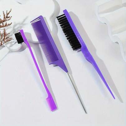 Kit 3 Peças para Cabelo com Pente Escova e Modelador de Volume para Franja Raiz Penteados Uso Diário Leve Portátil---WYL Store