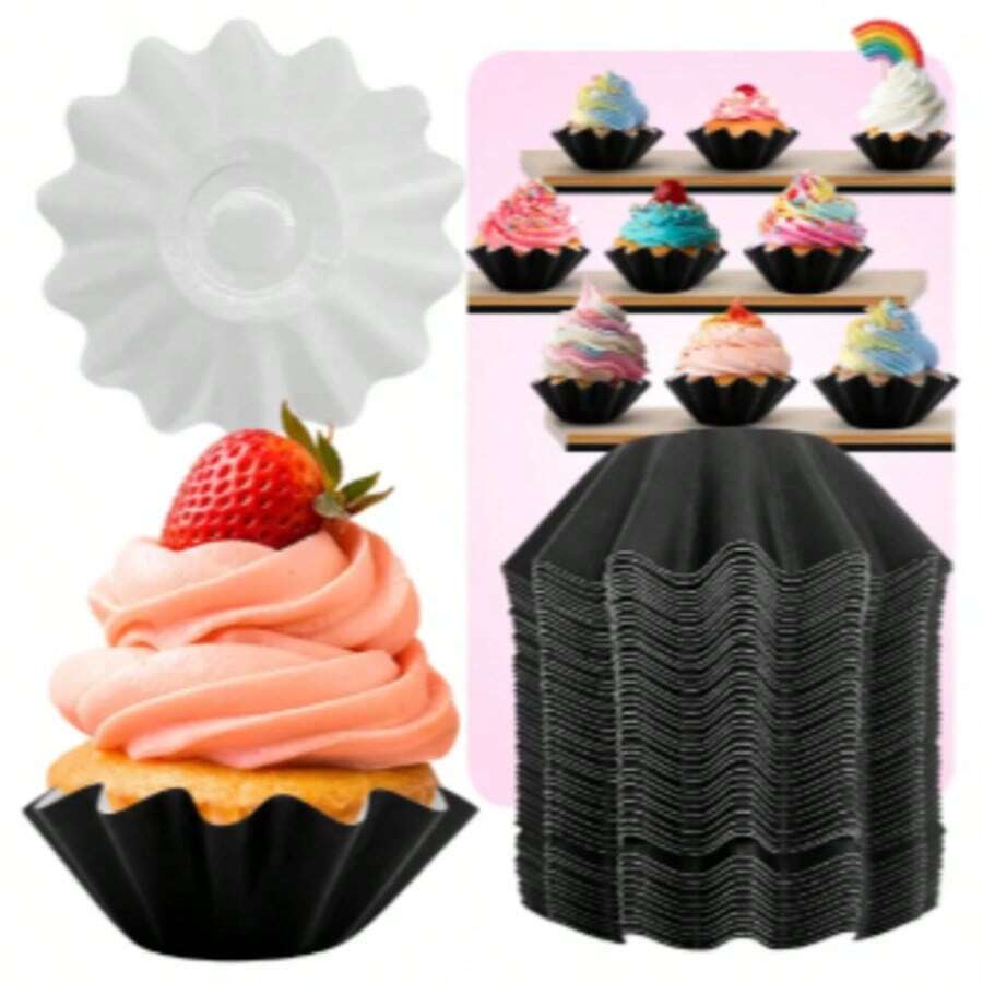 Cupcake Liners, Baking Utensils, Matte Black, 50 Pieces - View 1