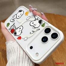 MINISO Snoopy 秋季磁吸透明手機殼，適用於 iPhone 17/17 Pro/17 Pro Max/17 Air/16/15/14/13/12/11/X 系列，iPhone 17 Pro Max 手機殼、iPhone 17 Pro 手機殼、iPhone 17 手機殼，女友理想禮物，適合動漫迷 - 灰色 - 查看 4