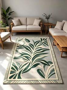 1pc Leaf Pattern Area Rug, Living Room Carpet, Washable Round Carpet, Home Decor - Multicolor - View 4