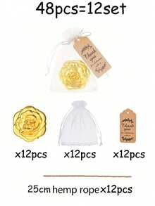 64/60/48/32/30/24/16/15/5/4件套玫瑰花造型便携式化妆镜礼盒；玫瑰花造型旅行镜 | 宴会餐桌中心装饰、新娘伴手礼、主题派对小礼品袋 - 金色 - 查看 11