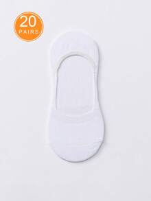10/20 piezas Calcetines de barco simples y personalizados de colores aleatorios, calcetines invisibles antideslizantes de silicona, adecuados para uso diario, hogar, oficina, regalo casual de Navidad - Multicolor - Ver 11