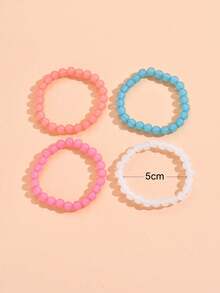 Set de 4 piezas de pulseras bohemias con cuentas de degradado acrílico para mujeres - Rosa Pálido - Ver 4