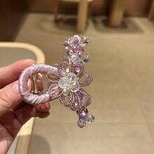 韓国のクリスタルフラワーヘアクリップ、女性用後頭部ヘアアレンジ用ヘアクリップ、高級感のあるシャーククリップ、ヘアアクセサリー - パープル - チェックする 10