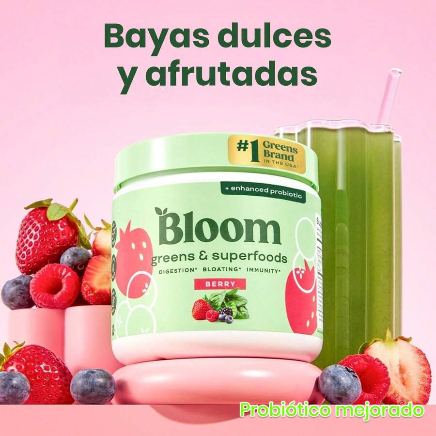 Florverduras Nutritional And Superfood Powder For Digestive Health, Vegetable Powder, Digestive Enzymes, Probiotics, Spirulina, Chlorella For Bloating And Intestinal Support, Green Juice, 30 SVG - 莓果 - 查看 1