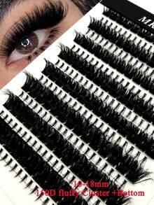 16 Rows Natural Curly Japanese 150D Faux Mink Eyelash Clusters, Fluffy & Thick 278 Individual Lashes 10-18mm, DIY C/D Curl Eyelash Extension Kit - 黑色 - 查看 8