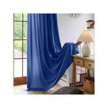 Plain Velvet Curtain With 8 Buttons (1 Piece), Soft And High Quality Fabric, Enhances The Style Of Your Home, Perfect To Complement Any Modern Decor Style. - 藍寶石 - 查看 5
