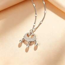 1 chiếc dây chuyền mặt dây chuyền hình ổ khóa may mắn sang trọng bằng bạc S925, đính đá Zirconia sáng bóng, trang sức thanh lịch đeo hàng ngày, món quà chất lượng dành cho người thân yêu. - Bạc - Xem 2