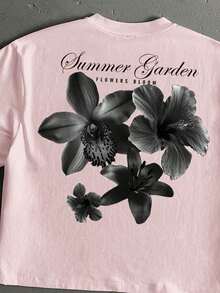 Camiseta de manga corta holgada y corta de talla estándar para hombre en color negro - Rosa - Ver 3