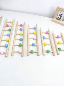 1 pieza Escalera de loro con cuentas de madera coloridas, escalera de entretenimiento con gancho para escalar de loro, adecuada para suministros de educación de aves, juguete de entretenimiento para aves domésticas, juego y descanso de aves domésticas, accesorios para jaula de aves, juguete para loro. - Talla única para todos - Ver 5
