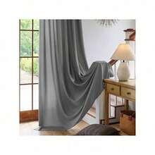 Plain Velvet Curtain With 8 Buttons (1 Piece), Soft And High Quality Fabric, Enhances The Style Of Your Home, Perfect To Complement Any Modern Decor Style. - 灰色的 - 查看 5