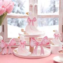 5pcs Wooden Silly Goose Holiday Party Fun Long Table Centerpiece Decor, Festival Party Decoration, Baby First Birthday Party Tabletop Ornament - Pink - View 6