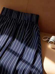 女士高腰条纹蝴蝶结优雅半身裙，适合度假、派对、生日、婚礼宾客、复活节、狂欢节、圣诞节、节日、休闲穿着、通勤、社交聚会等场合。 - 寶藍色 - 查看 4
