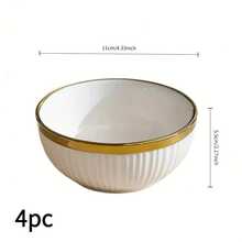 YOLIFE 2/3/4/5/6pcs 4.5in Ceramic Bowl Set, Elegant Luxury Gold Rim Design, Kitchen Accessories, Pasta Bowl, Rice Bowl, Breakfast Bowl, Suitable For Serving Hot Noodles, Rice, Great For Home, Restaurant, Party Use, Ideal Mother's Day Gift - Multicolor - View 11