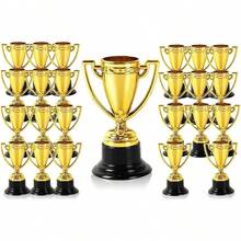 24件迷你塑膠金獎盃、金牌、迷你獎盃、小金獎盃、塑膠獎盃，經典競賽風格，適用於競賽、活動、體育賽事、派對裝飾、表演、頒獎典禮和獎勵禮物，2026年世界盃主題派對裝飾，適合青少年和成人競賽 - 金色 - 查看 7