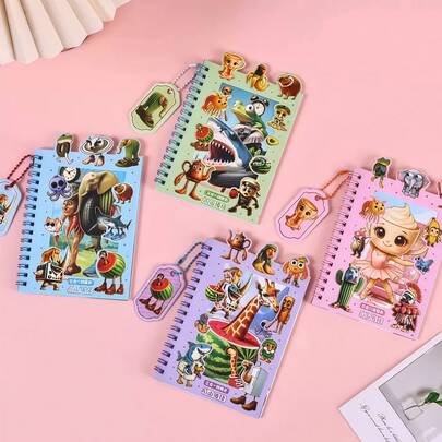 Bộ 4 cuốn sổ tay lò xo hình Tây Du Ký, phong cách hoạt hình giả tưởng vui nhộn, giấy dày, gáy lò xo đôi bằng kim loại, hình dán trang trí 3D PVC chống thấm nước, thích hợp cho học sinh, thanh thiếu niên, trẻ em, ghi chú hàng ngày, trường học, kỳ nghỉ, quà sinh nhật.