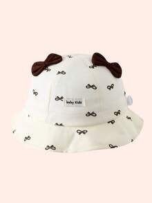 1pc Cherry Heart Bow Baby Hat, Spring Girls Sun Protection Bucket Hat, Infant Toddler Outdoor Hat For Summer - Multicolor - View 9