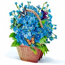 1/2件 3D立體花籃賀卡（勿忘我/百合款式可選），加厚藝術卡紙製成，精美印刷逼真花朵與蝴蝶細節，立體花籃設計，附可書寫留言卡，無需額外包裝，清新療癒配色，可折疊方便郵寄，高品質質感，不廉價，適合節日送禮者與手工卡片愛好者 - 多款 - 查看 5