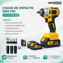 Cordless 450nm Impact Wrench With 2 X 21V Brushless Batteries And Carrying Case With 14 Accessories, Dual Voltage - 查看 3
