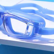 Gafas de natación de silicona para adultos hombres y mujeres, impermeables y antivaho, con tapones para los oídos transparentes de alta definición de una sola pieza para natación - A - Ver 6