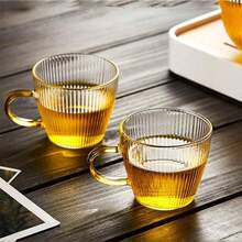 2/4/6/12个装条纹玻璃杯，带把手的浓缩咖啡杯 - 迷你咖啡杯，竖条纹设计，锤纹质感，茶杯，适用于家庭、厨房、咖啡馆、餐厅等场所 - 透明 - 查看 5