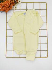 2 Piece Newborn Baby Set Long Sleeve Summer Ribbed Knit / Yellow - 黃色 - 查看 3