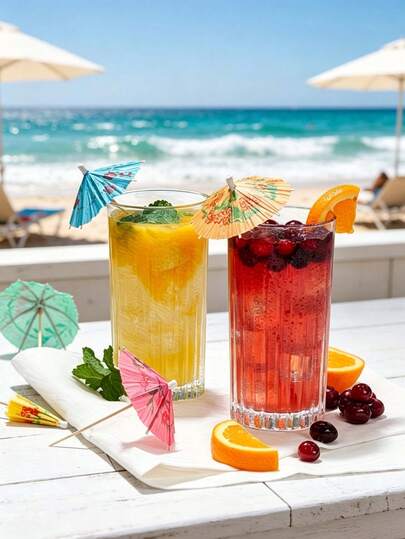 20 pièces/set Cure-dents en bambou, piques à cocktail de couleurs mélangées, bâtonnets de fruits, parapluies en papier d'été tropical et parapluies à boire colorés pour fête luau hawaïenne (couleurs aléatoires), fête, décoration d'anniversaire, pour l'extérieur, le camping