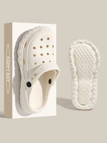 2026 Spring/Summer New Ivory Tire Tread Hollow Sandals, Unisex Platform Breathable Anti-Slip Casual Beach House Slippers - White - View 4